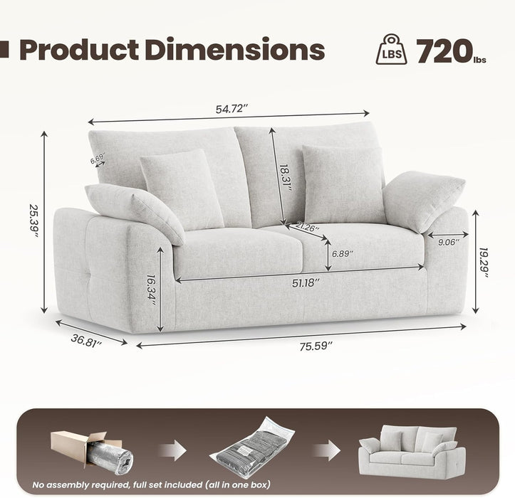 Beige TwoSeater Sofa For Compact Modern LivingRoom
