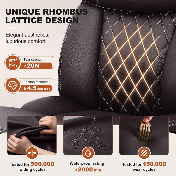 PU Leather Office Chair, Computer Desk Chair with Dual Back Support