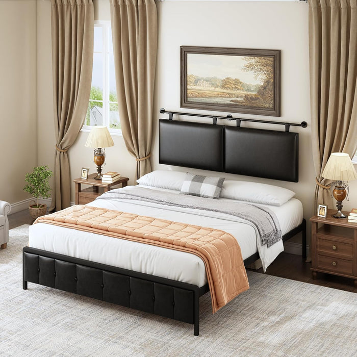 Queen Size Headboards Wall Mounted Bed Headboard with Only Black Hanging Head Boards, Industrial Pipe for Bedroom (Black, Queen)