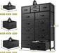 Black Dresser with 10+4 Storage Drawers, Chest of Drawers, Sturdy Metal Frame & Wood Top, Bedroom, Hallway, Closets, Living Room, 52.2" H X 37.4" W X 11.8" D