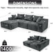 109-Inch L-Shaped Cloud Couch Modular Sectional Sofa