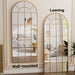 Arched Full Length Mirror 71"X30" Gold Windowpane Floor Mirror