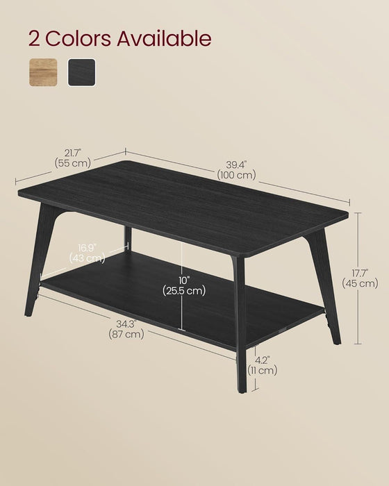 MAEZO Collection - Coffee Table, 2-Tier Center Table with Storage, Tapered Legs, Curved Transitions, 21.7 X 39.4 X 17.7 Inches, Easy to Assemble, for Living Room, Charcoal Gray ULCT249B01