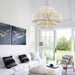 White Chandelier Large Rattan Lights for Living Room 8-Light