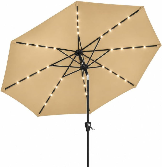 Solar LED Patio Umbrella with Tilt & Crank