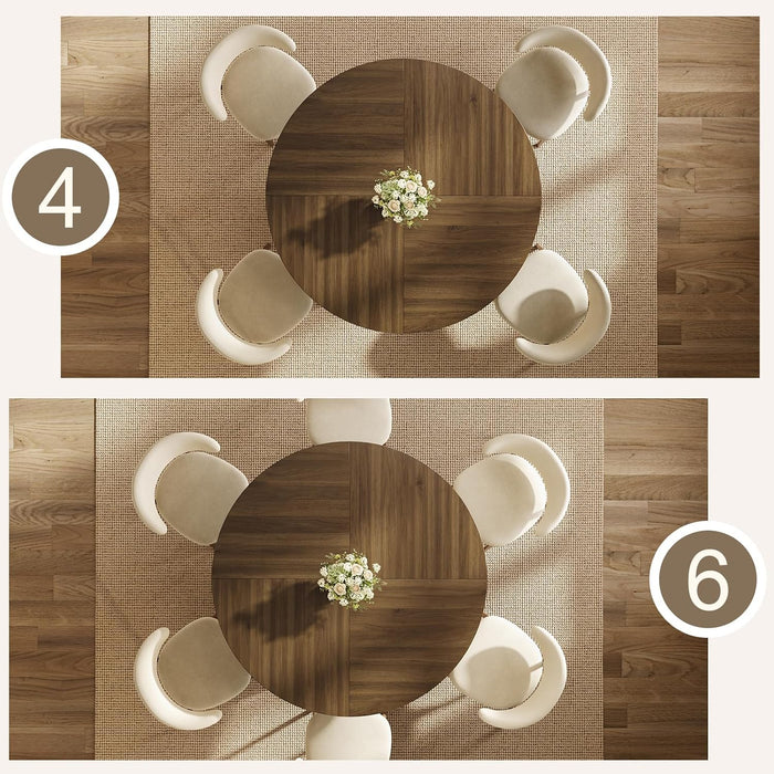 47.2 Inches round Dining Table for 4 to 6 with Open Storage Space,Walnut