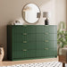 55" Wide Fluted 8-Drawer Double Dresser for Bedroom, Green