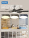 Ceiling Fans with Lights, 52 Inch Ceiling Fan with Light and Remote Control, Reversible, Dimmable, 3CCT, Quiet, Black Modern Ceiling Fan for Bedroom, Living Room