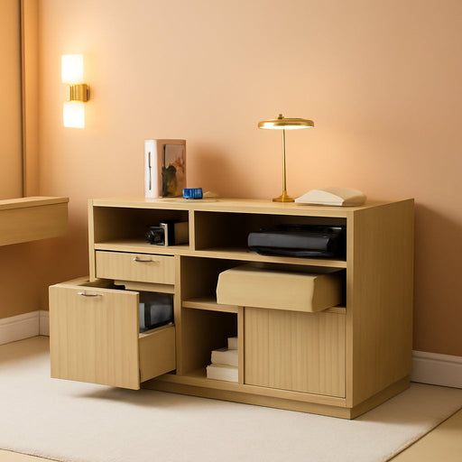 4 Drawer Fluted File Cabinet with Lock for Home Office