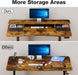 Brown 47.2Inch Standing Desk Monitor Riser Drawers