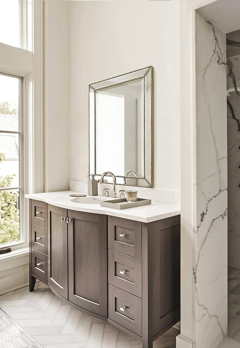 Metro Beaded Wooden Frame Bathroom Mirror 24"X36" Large Framed Deco Wall Mirror with Angled Beveled Frame for Living Room Entryways, Washrooms (#RFM2436S)