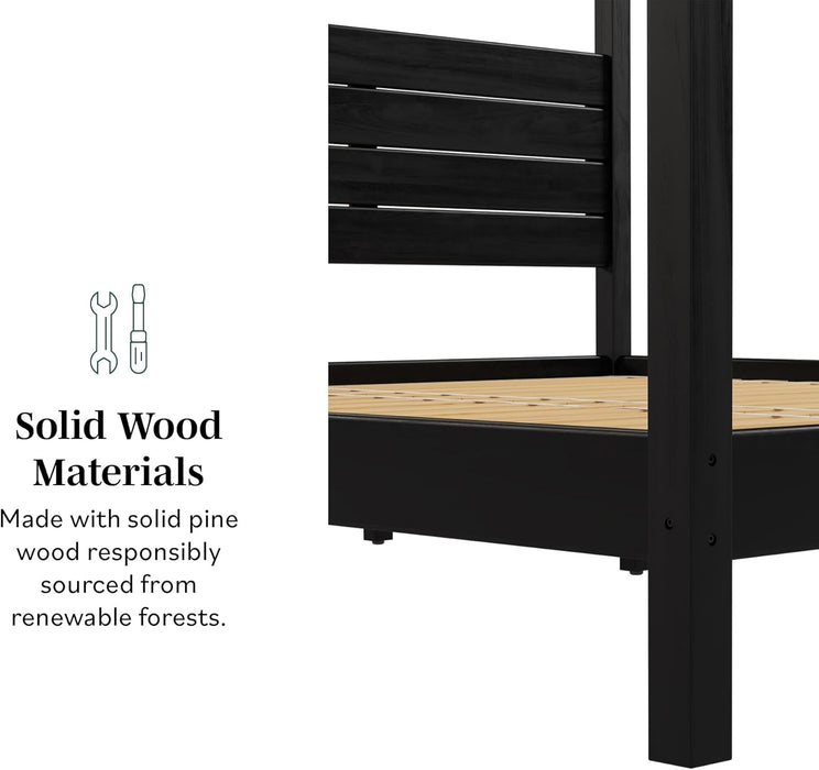 Isla Slatted Headboard Canopy Bedframe, King, Black