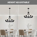 6-Light Farmhouse Chandelier Light Fixture Dining Room Lighting Fixtures Hanging Wagon Wheel Chandelier Kitchen Island Pendant Lights Modern Black Industrial Rustic Adjustable Height Metal