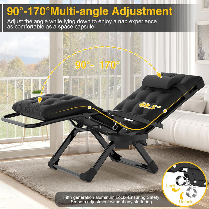 Zero Gravity Chair, Folding Lounge Chairs with Aluminum Alloy Lock
