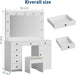 White Vanity Desk with Mirror and Light, Makeup Vanity Table with Charging Station, 7 Storage Drawers, 1 Cabinet, 3 Color Lighting Modes, Modern Wooden Dressing Table for Bedroom