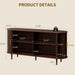 63" Sideboard Buffet Cabinet with Storage,Mid Century Modern Fluted Accent Coffee Bar Console Table,Tambour Sliding Doors& Adjustable Shelf for Kitchen, Living Room, Entryway，Walnut