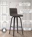 Size Color Options Vienna 30" Bar Height Barstool Brushed Wood Finish Faux Leather, Grey/Black
