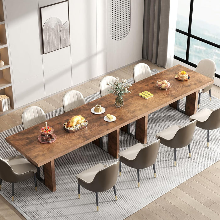 70.8 Inch Dining Table, Rustic Farmhouse Kitchen Table for 6-8 People, Large Dinning Room Furniture Rectangle Dinner Table for Living Room, Apartment, Home Office, Rustic