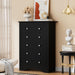Tall Wooden Dresser Five Drawer Chest BlackFinishEdition