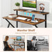 Rolling Computer Desk with Charging Station, Mobile Portable Laptop Desk with Monitor Stand & Storage Shelf, Small Desk with Lockable Wheels for Small Spaces, Home Office (Rustic Brown)