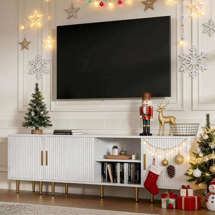 TV Consoles for Living Room, TV Stand with Storage, Entertainment Center for up to TV 71",Modern Television Stands,Tv Cabinet, TV Table for 50/60/70/80 Inch TV for Living Room, Bedroom, White