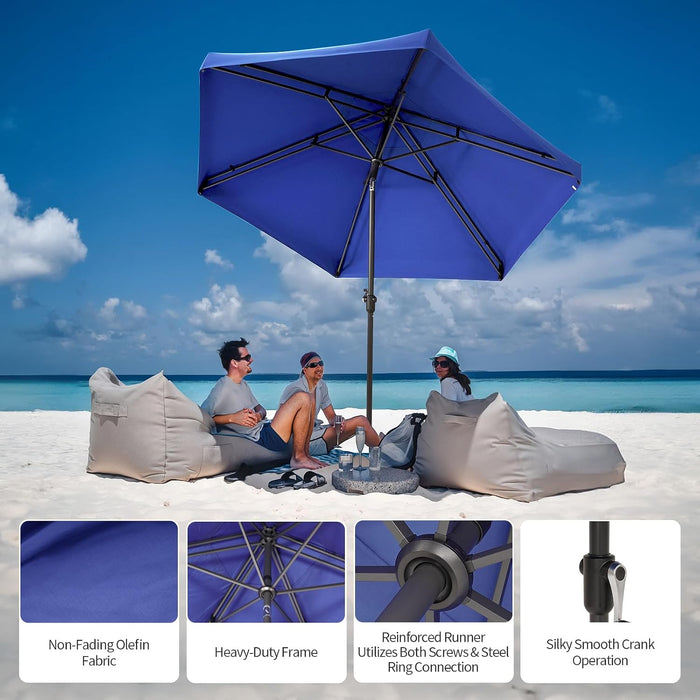 CROWN SHADES 9Ft Patio Umbrella Olefin Slot-Lock Double-Layer Design