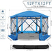 12X12 Pop-Up Gazebo Starry Sky Screen Canopy Tent Screen House for Camping, Screen Room with Mosquito Netting, Hub Tent Instant Screened Canopy with Carrying Bag and Ground Stakes, Blue