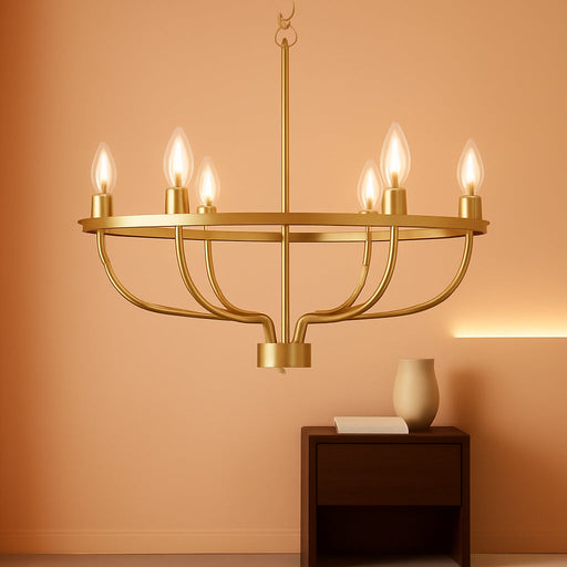 Gold 8 Light Chandelier With BrushedGoldFinish 30Inch