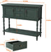Console Table with 2 Drawers, Retro Entryway Table with 2 Door Cabinets and Open Storage Shelf, Narrow Long behind Couch Sofa Table for Living Room, Foyer, Hallway, Green