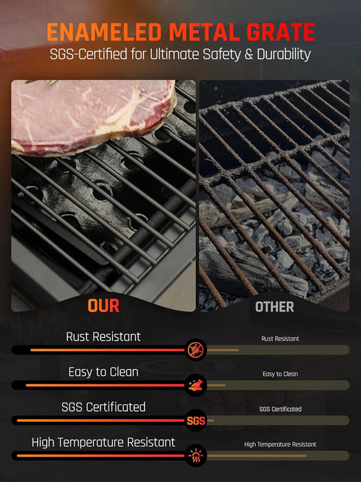 Charcoal Grills BBQ Grill,36 in Large Smoker Grill with Dual-Zone Lifting Trays,Portable Charcoal Grill with Foldable Side Tables,Large Outdoor Grill for Camping,Bbq,Party,Picnic