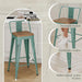 Bar Stools Set of 4, 24" Distressed Barstools, Green Blue | Metal Modern Industrial Counter Height Stools, Distressed, Wooden Seat, Footrest, Counter Height, Set of 4, 350 Lb