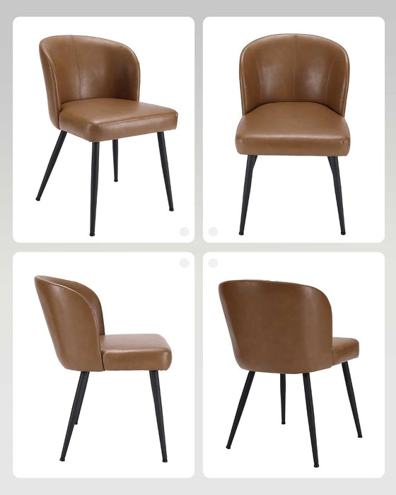 Upholstered Faux Leather Dining Chairs Set of 4, Brown