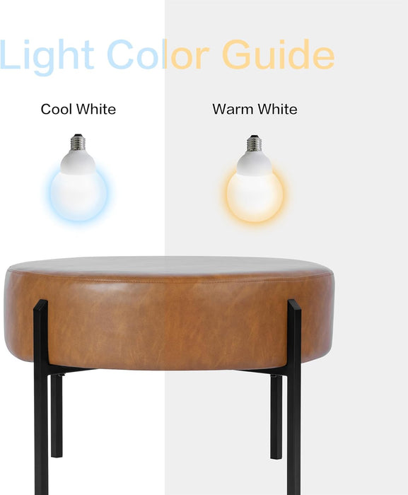 Modern round Ottoman, Home Décor,Upholstered round Velvet Foot Rest Ottoman - Carmel Faux Leather Small