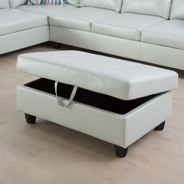 L-Shaped 3-Piece Semi PU Synthetic Leather Sofa with Storage Ottoman Set, Sectional Couch Sofa Set for Living Room, Office, Small Space, Silver Green