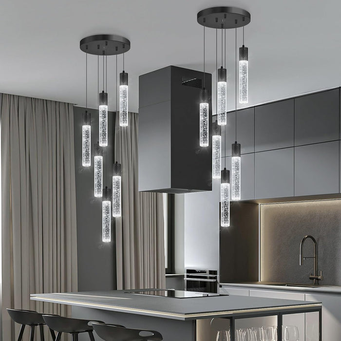 Crystal Pendant Lighting Black 6000K Ceiling Fixture