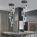 Crystal Pendant Lighting Black 6000K Ceiling Fixture