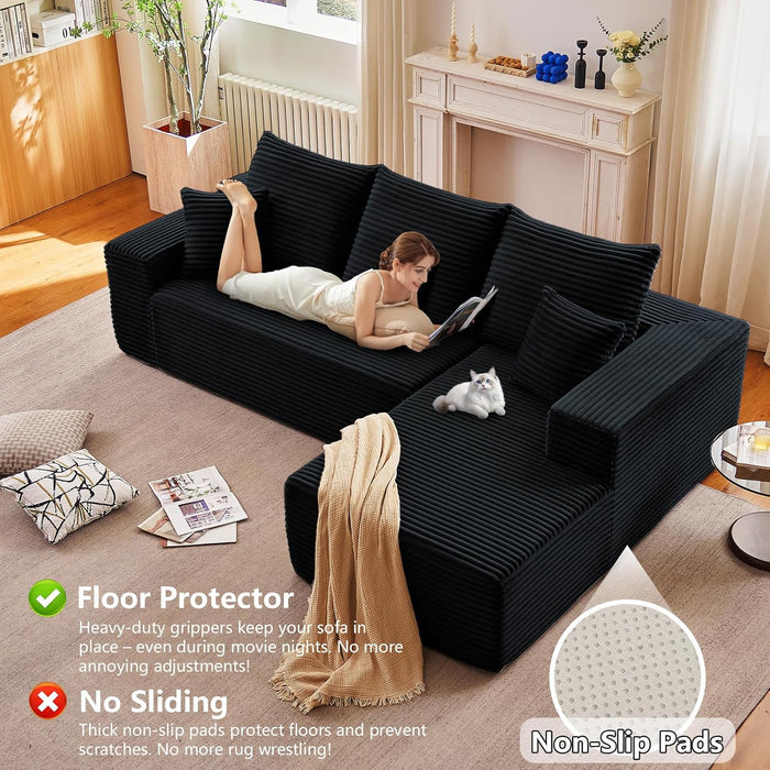 96 Inch Black PremiumQuality Modular Sectional Sofa