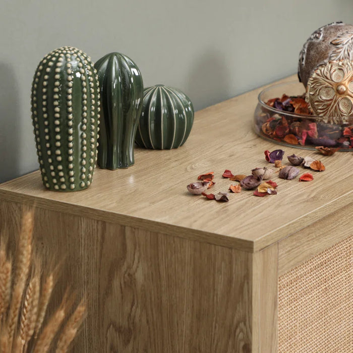 Atwood 3 - Drawer 2 - Door Accent Nature Rattan Cabinet