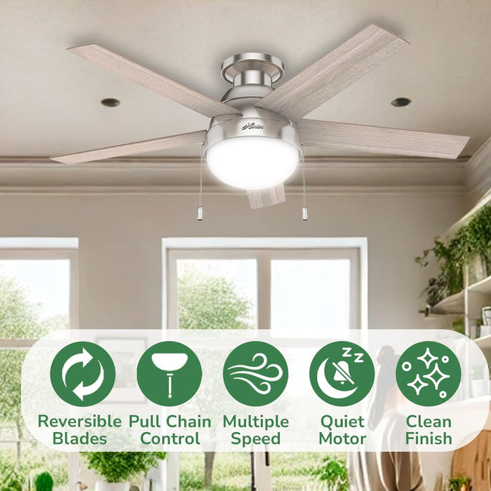 Indoor 46 Inch Brushed Nickel LED Ceiling Fan