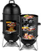 4-Tier 3-In-1 Vertical Charcoal Grill, BBQ Charcoal Smoker with Built-In Thermometer, Air Vent, and Access Doors, Perfect for Camping, Picnics, Backyard Bbqs, and Tailgating Parties