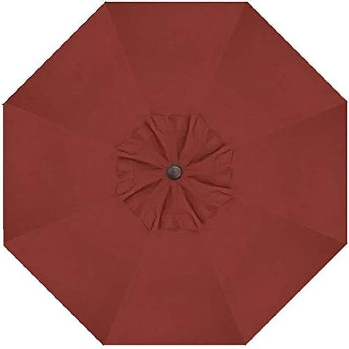 Octagonal 9 Ft Patio Umbrella - Outdoor Furniture Table Umbrella – Push-Button Tilt – Bronze Aluminum Frame (Obravia, Auburn)