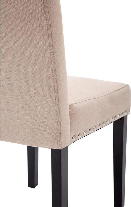 Dining Chairs Upholstered Fabric Dining Chairs with Copper Nails,Set of 4,Beige