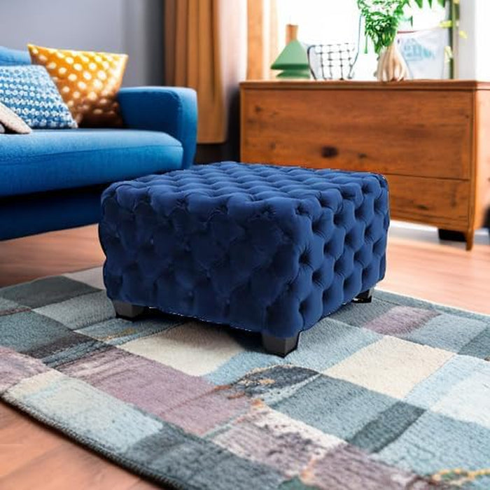 Christopher Knight Home Jaymee Velvet Ottoman, Navy Blue