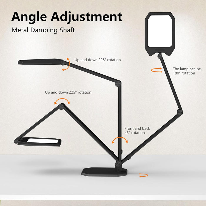 Desk Lamp for Home Office, LED Desk Lamp with Webcam Light for Video Calls, Dimmable 3000K-6500K Desk Light with Remote, Timer, Memory, Adjustable Swing Arm, CRI95+