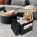 ® Folding Storage Ottoman Square Cube Foot Rest Footstool with Side Pocket,Leather Ottoman Seat for Living Room or Bedroom,Padded with Thick Sponge (Black 2PC, 16 * 12 * 12 Inches)