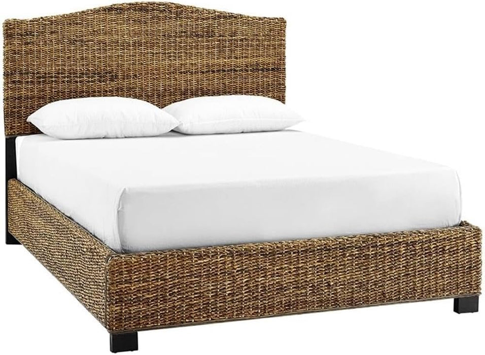 Queen Size Panel Bed with Headboard, Footboard, Platform, Wooden Slats in Wood, in Natural, No Box Spring Needed, Easy Assembly, up to 600 Lbs Weight Capacity