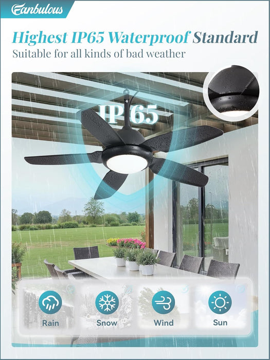 42 Inch Waterproof Outdoor Ceiling Fan Illuminated