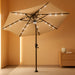 10Ft Solar Outdoor Umbrella - 24 LED Lighted Patio Umbrella with Centre Surround Light, Table Umbrellas with Tilt & Crank for Pool, Porch, Garden, Deck, Backyard UV Protection (Beige)