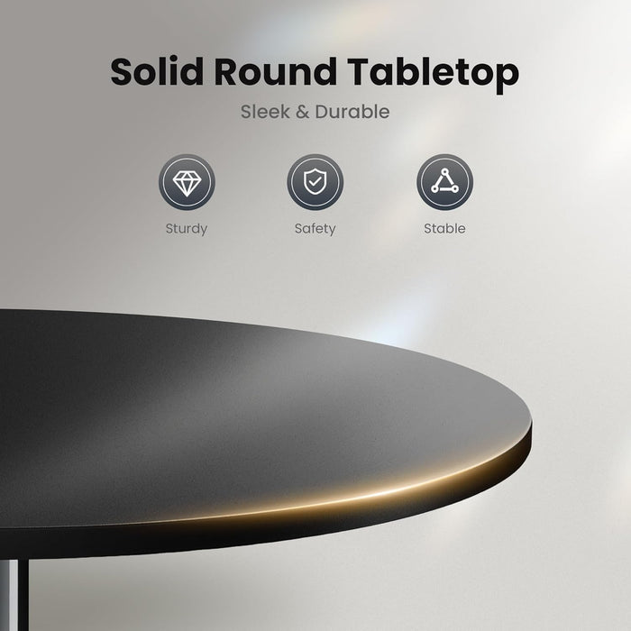 30” round Metal Bistro Table, Outdoor Small End Table for 2-4, All-Weather Modern Dining Side Furniture for Patio, Deck, Yard, Porch, Balcony - Black