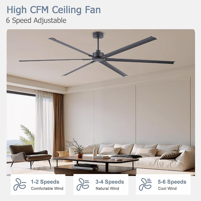 Black 120 Inch Reinforced Multipurpose Ceiling Fan